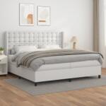 vidaXL fehér műbőr rugós ágy matraccal 200 x 200 cm (3132520)