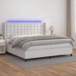 vidaXL fehér műbőr rugós ágy matraccal és LED-del 200x200 cm (3139404) - vidaxl