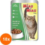 MIAU MIAU Set Hrana Umeda pentru Pisici Miau-Miau, Curcan in Sos, 18 Plicuri x 100 g (ROC-18XMAG1016322TS)