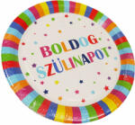  Boldog szülinapot színes csillagos papír tányér 10db-os