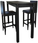 vidaXL Masă de bar cu 2 scaune de bar negre (160727)