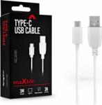 MaxLife USB-C apa - USB-C apa Adat és töltőkábel - Fehér (3m) (TF-0019)