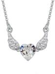 Ródiummal bevont angyalszárnyas szív nyaklánc áttetsző Swarovski kristállyal (0131. ) (A12577-2)