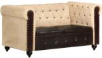 vidaXL Canapea chesterfield cu 2 locuri, maro, piele naturală (283757) Canapea