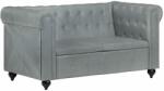 vidaXL Canapea chesterfield cu 2 locuri, gri, piele naturală (283759) Canapea