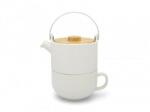 Bredemeijer Ceainic UMEA TEA FOR ONE 500 ml, cu pahar pentru ceai, alb, Bredemeijer (142007)