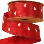 Valex Decor Szívecskés szatén szalag drótos szegéllyel 38mm x 10m (VK38-07)