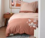 Tchibo Kétoldalas perkál ágynemű, rózsaszín, egyszemélyes 1x rózsaszín oldal sötétrózsaszín csíkkal, 1 rózsaszín oldal