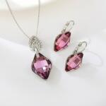  Csodaszép rombusz ékszerszett halvány bíborszínű Swarovski kristályokkal (0204. ) (A008453N-003-A008445E-001)