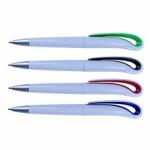  Pix plastic cu mecanism twist, corp alb si accesorii color, mina tip parker, 50buc/set