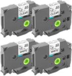 Compatible Set 4 casete etichete autocolante compatibile Brother, 9mm x 8m, negru/transparent, TZ-121/TZe-121