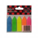 EVOffice Stick index plastic 44x12, 7mm, 5 culori neon x 20 file, forma sageata