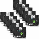 Compatible SET 10 benzi etichete autocolante compatibile Brother, 12mm x 8m, negru/alb, TZ-231/TZe-231
