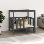 vidaXL Pat pentru câini, gri, 105, 5 x 83, 5 x 100 cm, lemn masiv de pin (822389) - comfy