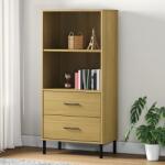 vidaXL Bibliotecă cu 2 sertare OSLO, maro, 60x35x128, 5 cm, lemn masiv (351009) - comfy Biblioteca