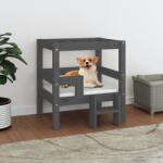vidaXL Pat pentru câini, gri, 55, 5x53, 5x60 cm, lemn masiv de pin (822369) - comfy
