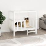 vidaXL Pat pentru câini, alb, 105, 5x83, 5x100 cm, lemn masiv de pin (822388) - comfy