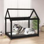 vidaXL Pat pentru câini, negru, 111x80x100 cm, lemn masiv de pin (822221) - comfy