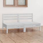 vidaXL Set mobilier de grădină cu 2 locuri, alb, lemn masiv de pin (3082373)