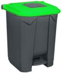 PLANET Szelektív hulladékgyűjtő konténer, műanyag, pedálos, antracit, zöld, 50L (UP226Z) - alphadenthigienia