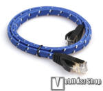  UTP CAT7 PATCH LAN KÁBEL - 1, 8m hosszú, szövettel bevont lapos kábel, 10 Gbps, árnyékolt RJ45 csatlakozók - KÉK