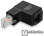  UNIVERZÁLIS 90°-os derékszögű RJ45 adapter - ethernet hálózati adapter, 34 x 30 x 20mm - FEKETE