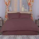 HomePuls Cearsaf de pat o persoana Damasc Policoton dunga 1 cm, 160 x 230 cm, Maro