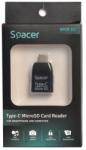 Spacer CARD READER extern SPACER interfata USB Type C citeste/scrie: micro SD; plastic negru "SPCR-307" (include TV 0.03 lei) (SPCR-307)