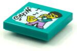LEGO® 3068bpb1596c39 - LEGO sötét türkiz csempe 2 x 2 méretű, kék, szaxofonos minifigura mintával (3068bpb1596c39)