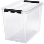 SMARTSTORE Műanyag tárolódoboz, 61 liter, fekete fogantyúkkal, SMARTSTORE "Classic 65", átlátszó (3477070) - iroszer24