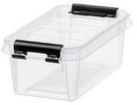 SMARTSTORE Műanyag tárolódoboz, 0, 3 liter, fekete fogantyúkkal, SMARTSTORE "Classic 0, 5", átlátszó (3452070) - iroszer24