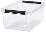SMARTSTORE Műanyag tárolódoboz, 14 liter, fekete fogantyúkkal, SMARTSTORE "Classic 15", átlátszó (3508390) - iroszer24