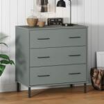 vidaXL Servantă cu 3 sertare, gri, 77x40x79, 5 cm, lemn masiv OSLO (350980) Comoda