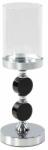 Eurofirany Toledo dekoratív gyertyatartó üveg búrával Ezüst/fekete 12x35 cm