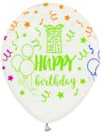 Smart Happy Birthday színes feliratos lufi 32 cm, 5 db/csomag