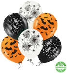 PartyPal Lufi, narancssárga és fekete, halloween mintákkal 30 cm, 6 db/csomag