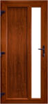 WindowMAG Usa din PVC cu geam termopan, montant vertical 1/3 tip 4, 4 camere, prag aluminiu, stanga , stejar auriu , 88 x 190 cm