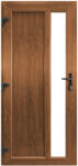 WindowMAG Usa din PVC cu geam termopan, montant vertical 1/3 tip 4, 4 camere, prag aluminiu, stanga , nuc , 88 x 190 cm