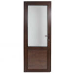 WindowMAG Usa din PVC cu geam termopan 2/3 tip 2, 4 camere, prag aluminiu, stanga , nuc , 68 x 190 cm