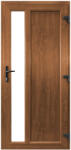 WindowMAG Usa din PVC cu geam termopan, montant vertical 1/3 tip 4, 4 camere, prag aluminiu, dreapta , nuc , 98 x 190 cm