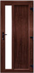 WindowMAG Usa din PVC cu geam termopan, montant vertical 1/3 tip 4, 6 camere, prag aluminiu, dreapta , mahon , 68 x 200 cm