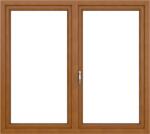 WindowMAG Fereastra PVC termopan, 6 camere, stejar auriu, 100 x 100 cm, fix + dubla deschidere, dreapta