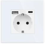 Tosyco Priză Schuko simplă cu ramă din sticlă [CLONE] (TOS-CSK-USB-AC-W)