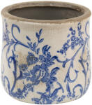 Clayre & Eef Set 2 ghivece flori ceramica alba albastra 12x11 cm (6CE1396M)
