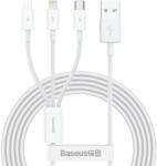 Baseus Superior 3 az 1-ben adat- és töltőkábel Lightning / Type C / Micro USB 1, 5m 3, 5A fehér