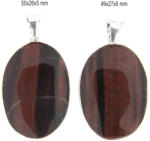  Pandantiv Ochi de Tigru Rosu Natural cu Metal Alpaca - Oval - 49-50 x 26-27 x 5 mm - 1 Buc