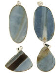  Pandantiv Opal Albastru Natural cu Metal Alpaca - Oval - Picatura- 41-64 x 25-36 x 7-9 mm - 1 Buc