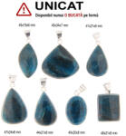  Pandantiv Apatit Albastru Natural cu Metal Alpaca - Picatura - Oval - Dreptunghi - 40-48 x 18-34 x 6-8 mm - 1 Buc