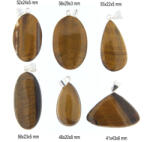  Pandantiv Ochi de Tigru Natural cu Metal Alpaca - Picatura - Oval - 41-58 x 20-43 x 3-8 mm - 1 Buc