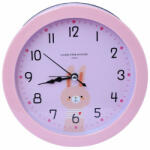 Pufo Ceas clasic de masa Pufo Joy, cu alarma, 16 x 16 cm, model Lovely Rabbit, roz